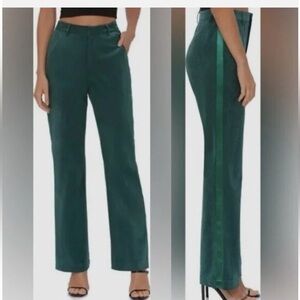 NWOT Avec Les Filles Faux Suede Tuxedo Pants Green Straight Leg size 4